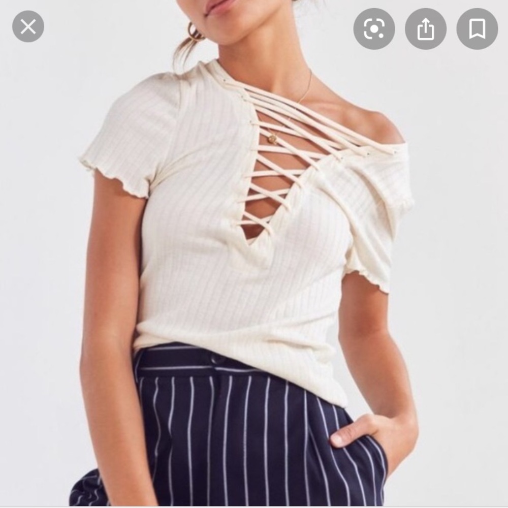 NWOT Urban Outfitters Lace Up Tee